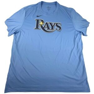Tampa Bay Rays Shirt Mens XXL 2XL Nike Tee Blue MLB Logo Graphic Athletic